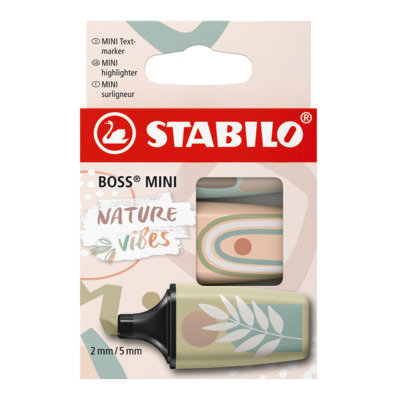 Zakreślacze Stabilo Boss Mini Nature vibes etui 3 szt. (zieleń błotna, cielisty, zieleń ziemista)