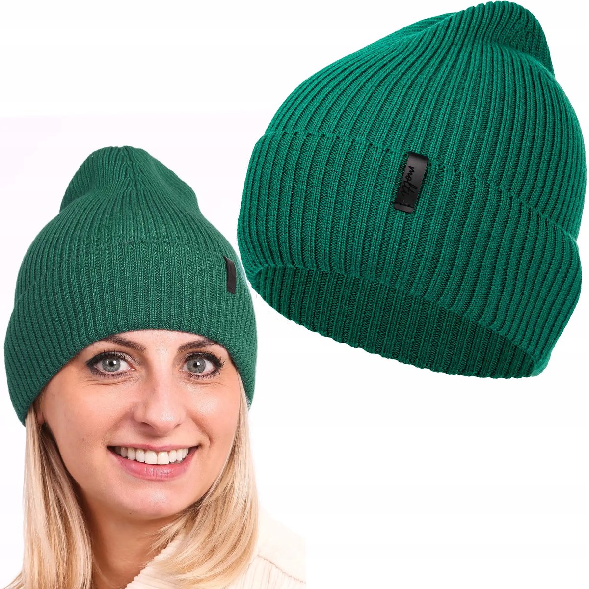 Czapka DAMSKA uniwersalna modna elegancka na jesień zimę WEŁNA MERINO 58-62