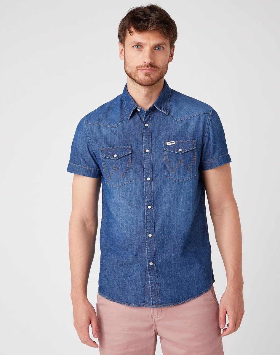 Koszula Męska Wrangler Ss Western Shirt Mid Summer W5J05K30P-S