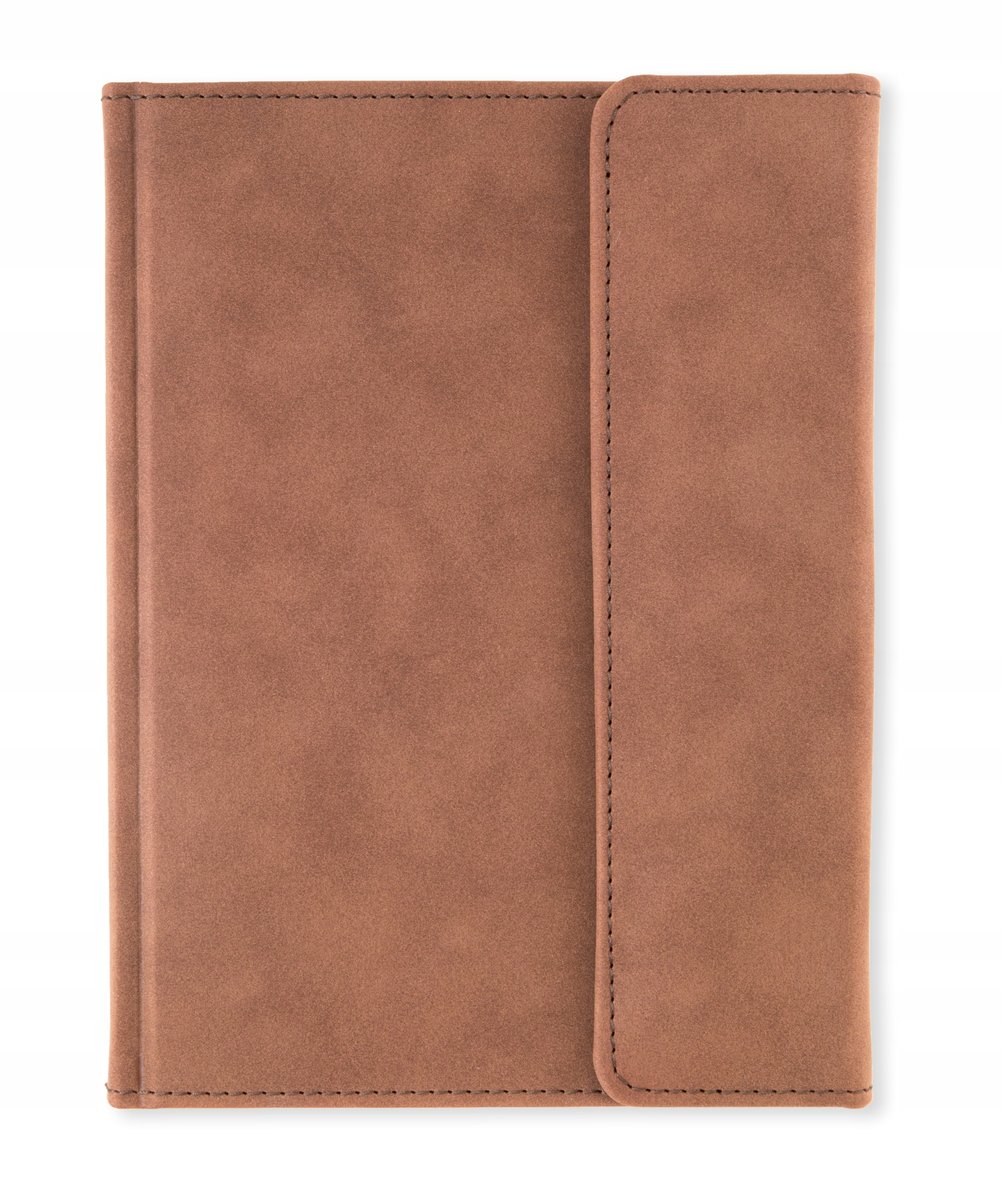 Notes książkowy zapinany A4 Nubuk BRĄZOWY