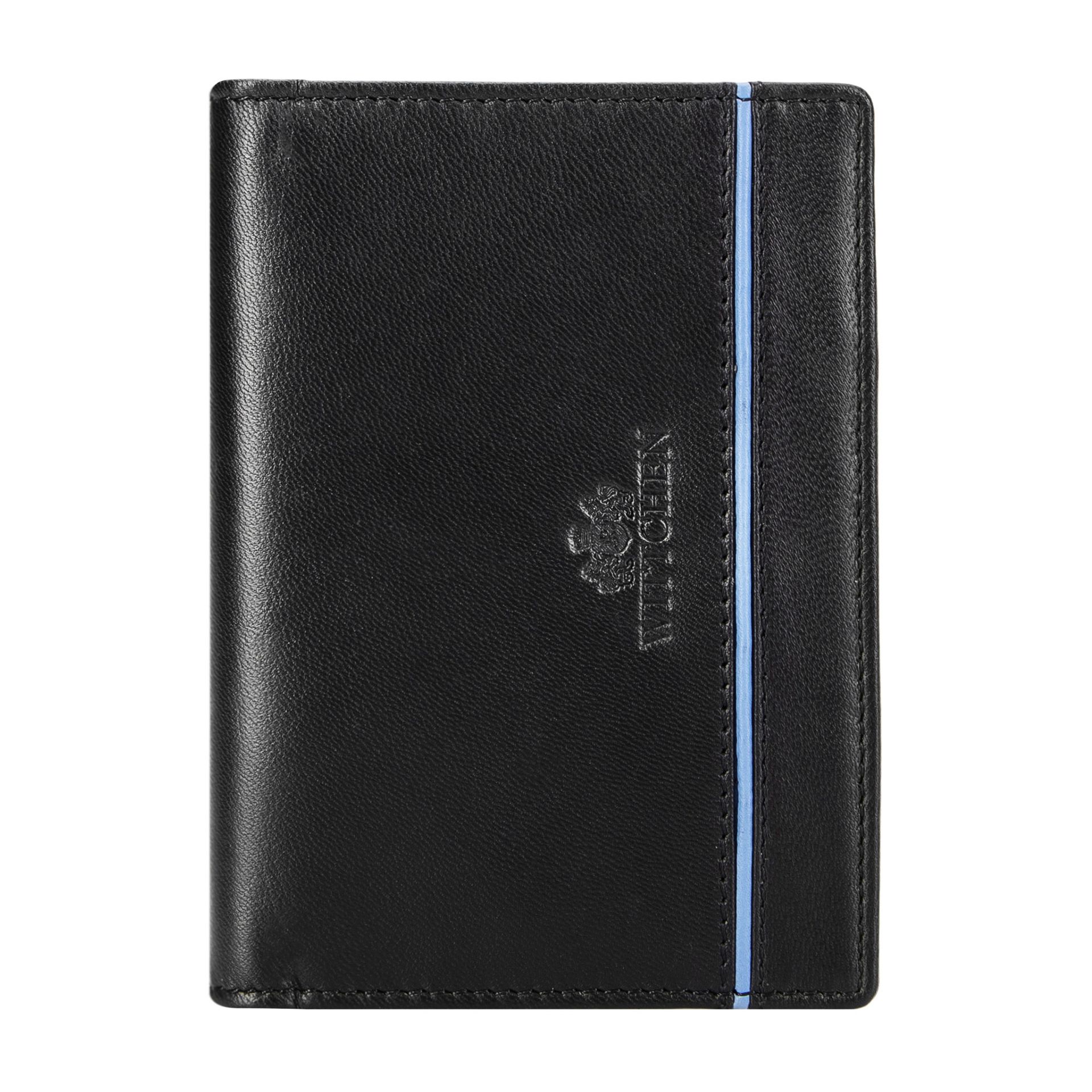 Skórzany męski portfel z kontrastową wstawką czarny