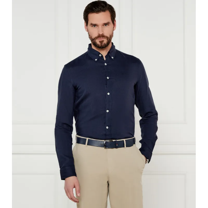 BOSS BLACK Lniana koszula H-ROAN-BD-E-C1-243 | Slim Fit