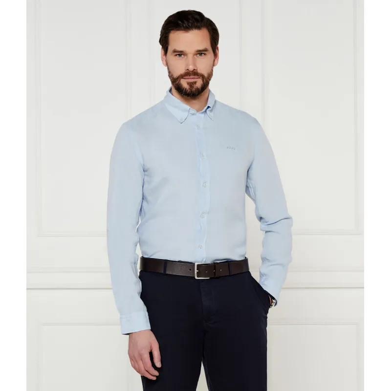 BOSS BLACK Lniana koszula H-ROAN-BD-E-C1-243 | Slim Fit