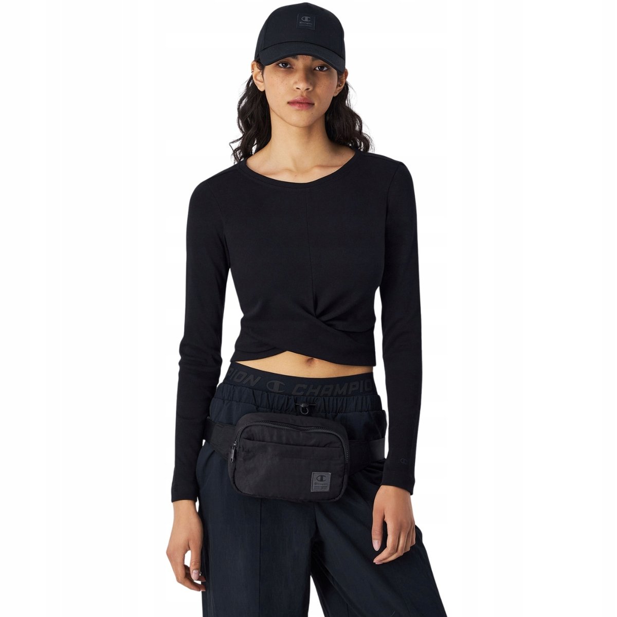 Koszulka damska Champion Crewneck Croptop czarna 117435 KK001 XL