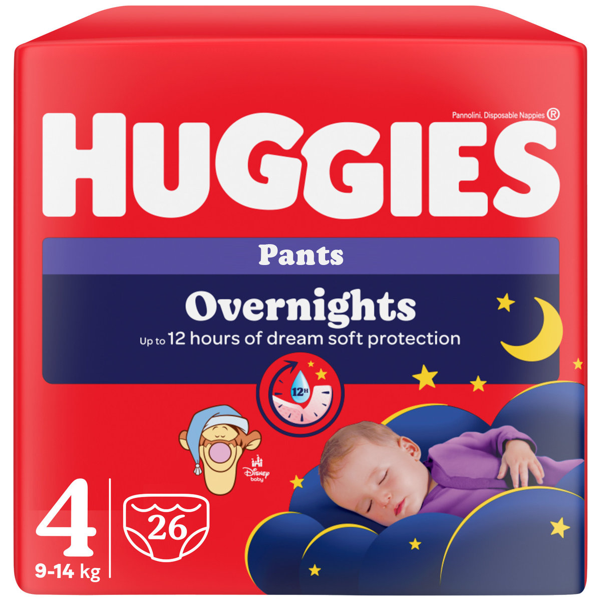 Pieluchomajtki HUGGIES Overnights Pants rozmiar 4 (9-14kg) 26szt
