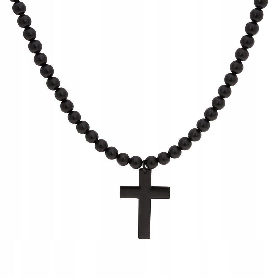 NASZYJNIK UNISEX Z CZARNYM KRZYŻEM (C15/ROZ/48RU)