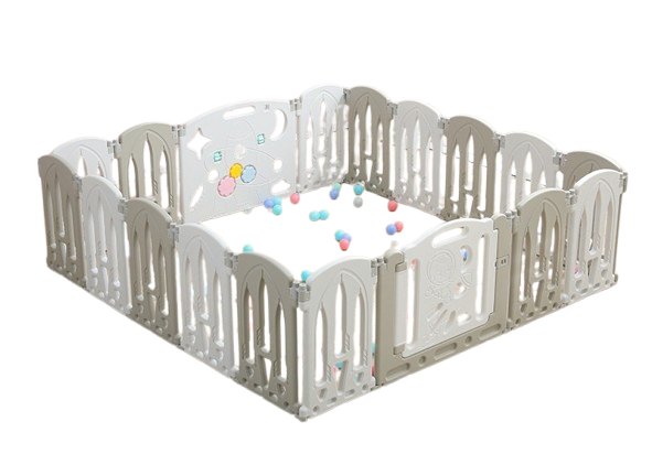 Kojec Składany Modułowy Dla Dzieci Suchy Basen 16+2 Szaro-Biały