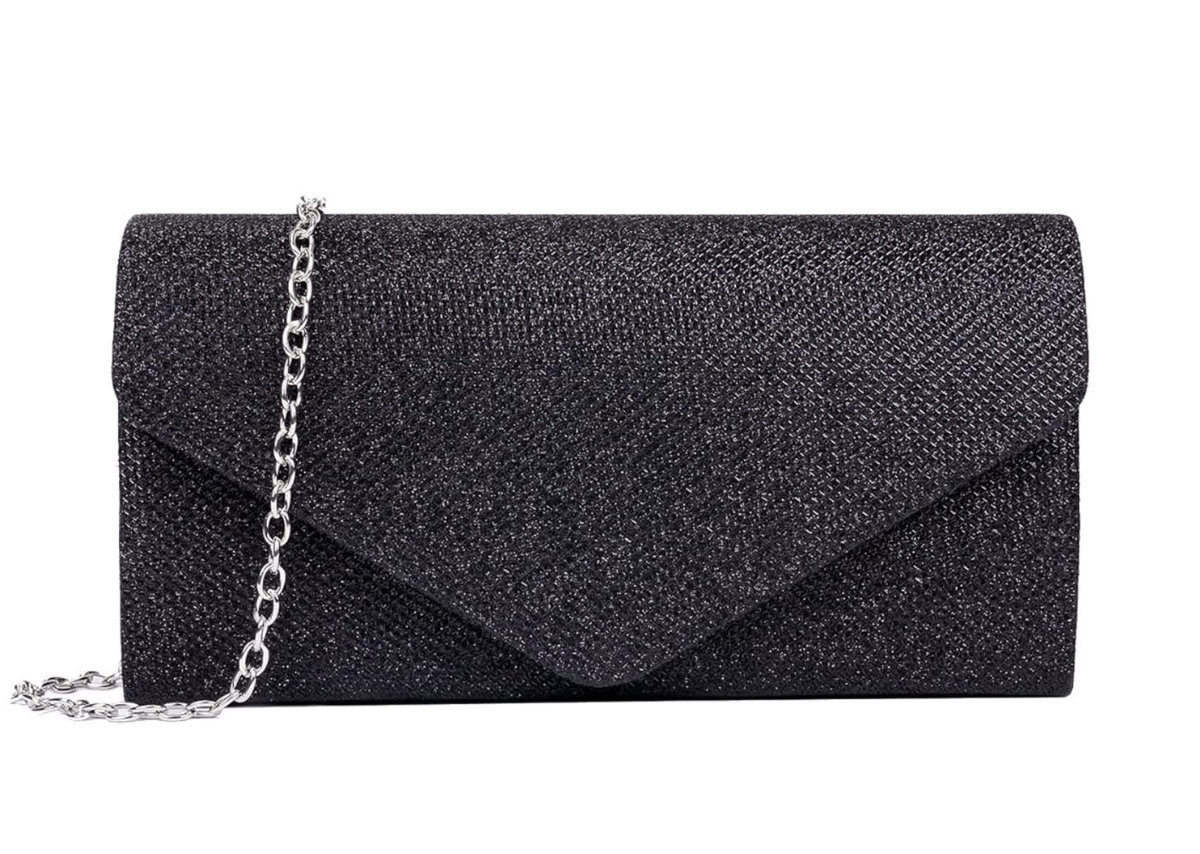 Czarna wieczorowa torebka damska elegancka na ramię błyszcząca