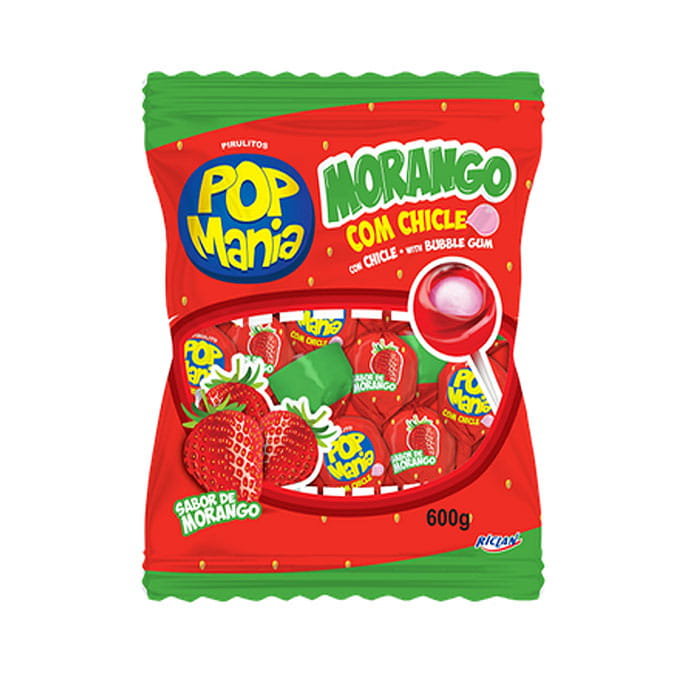 POP MANIA MORANGO LIZAK Z GUMĄ BALONOWĄ (12G) 50SZT