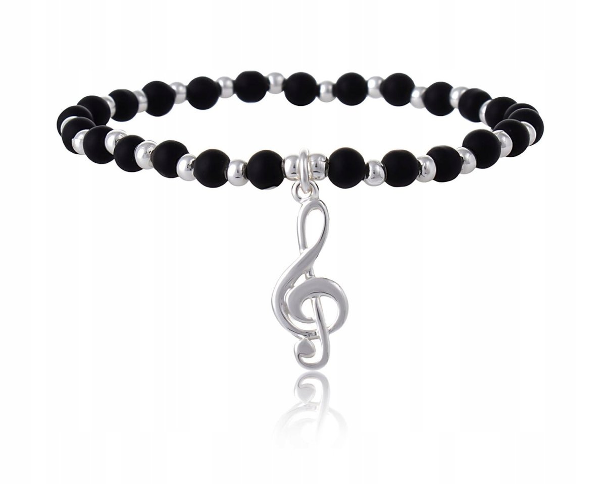 BRANSOLETKA Z ONYKSAMI Z KLUCZEM WIOLINOWYM ARIA MARTELLE (B24/NUT/05AG)