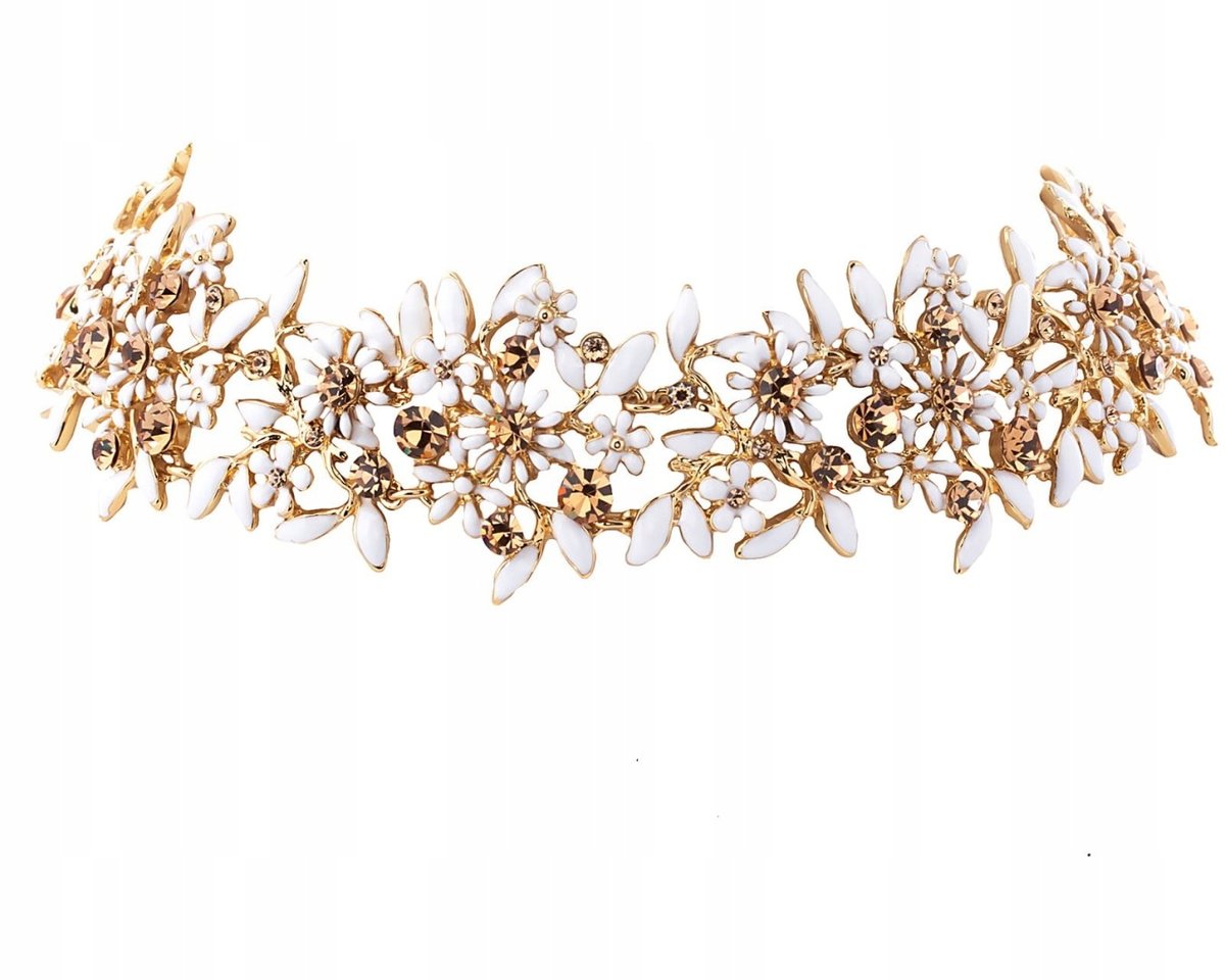 CHOKER BIAŁE KWIATUSZKI Z KRYSZTAŁKAMI Z KOLEKCJI BLOSSOM (C8157AU/1/B)