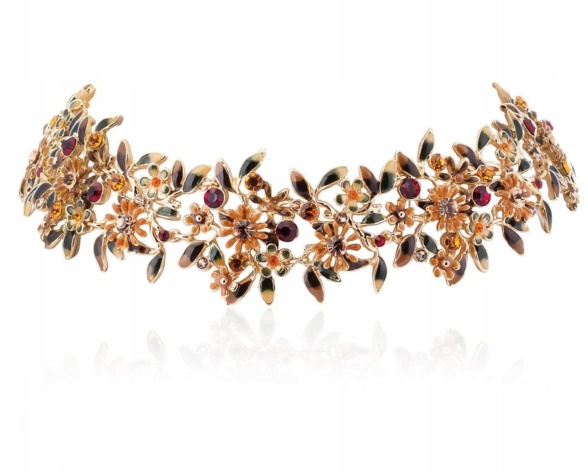 CHOKER KOLOROWE KWIATUSZKI Z KRYSZTAŁKAMI Z KOLEKCJI BLOSSOM (C8157AU/1/K)