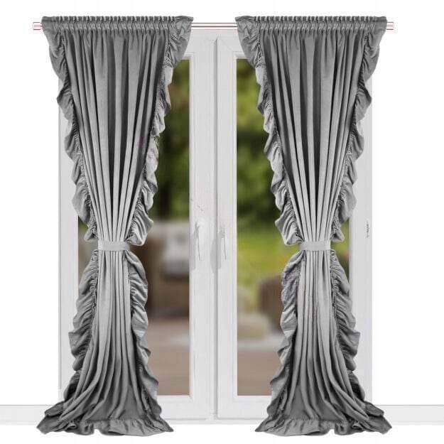Zasłona WELUROWA Z FALBANĄ TAŚMA STYL GLAMOUR 160 x 250 cm L607