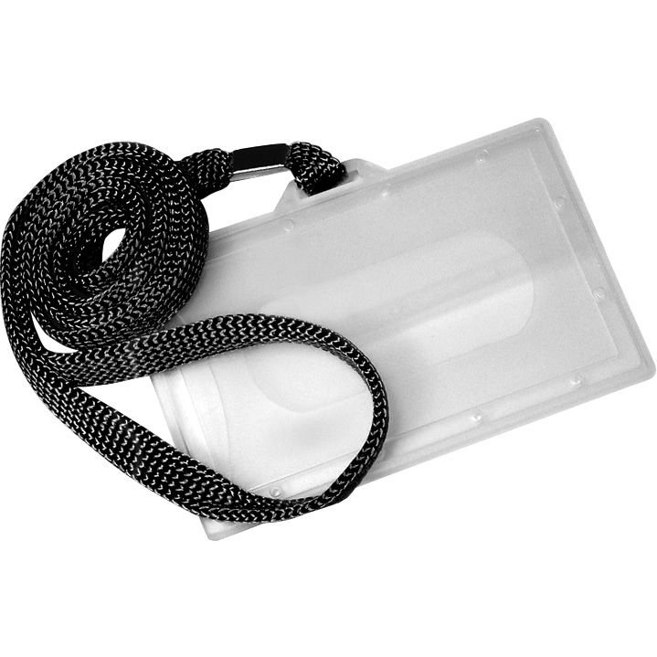 Holder z taśmą identyfikator etui na kartę smycz 93x60 mm Czarny