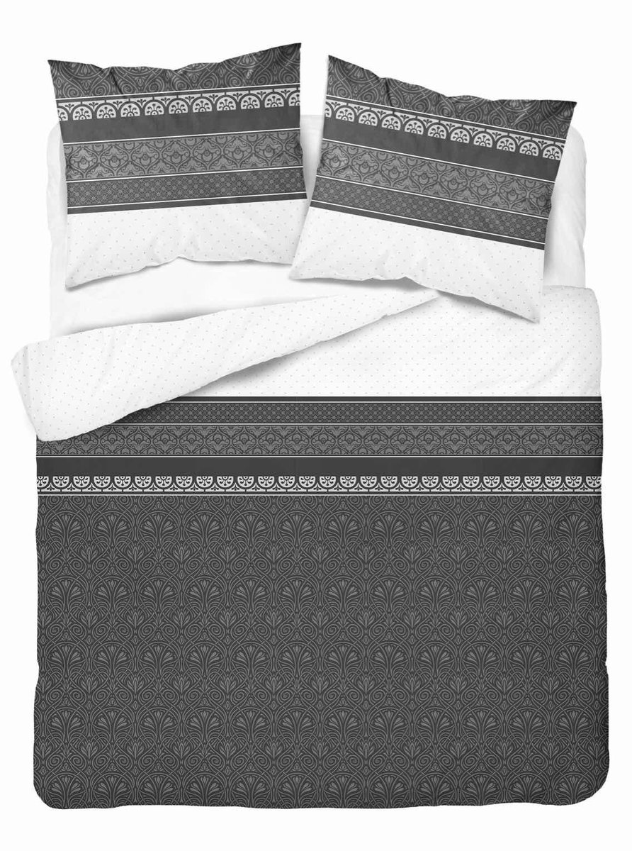 Pościel satynowa 180x200 grafitowa ornamenty Home Satin