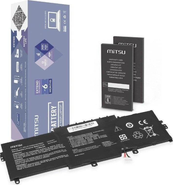 Mitsu Bateria C31N1811 do Asus ZenBook 14 UX433 UX433F UX433FA UX433FN UX433FL 3400 mAh 39 Wh 11.55V