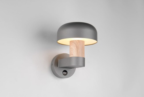 Fraser kinkiet zewnętrzny z czujnikiem ruchu 1xE27 szary/jasne drewno 262569135