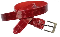 Pasek Skórzany PAS-MAX (PL) Skóra Krokodyla 30 mm Czerwony