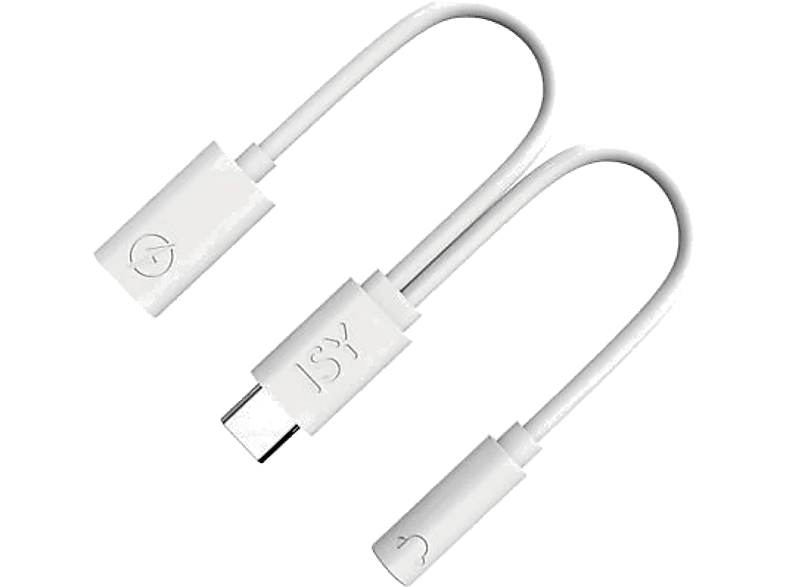 Adapter USB-C - mini Jack 3.5mm/USB-C (wtyk gniazdo) ISY IKA-1001 2IN1 TO AUDIO & USB- Biały