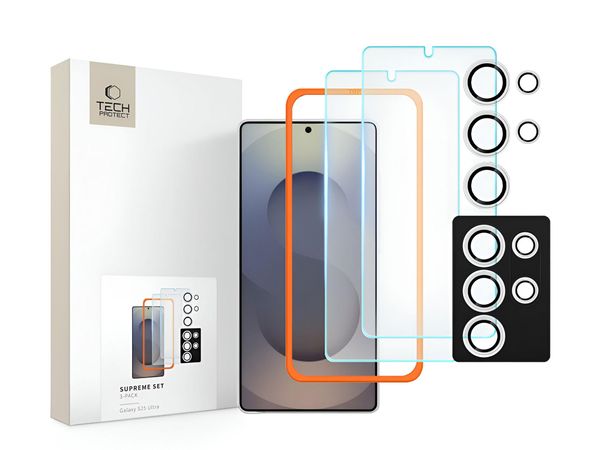 TECH-PROTECT Supreme Set 3-Pack do Samsung Galaxy S25 Ultra Clear 5906302322343