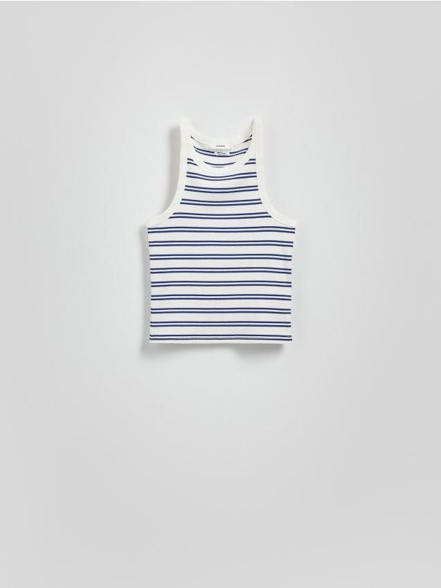 Reserved - Tank top w paski - biały