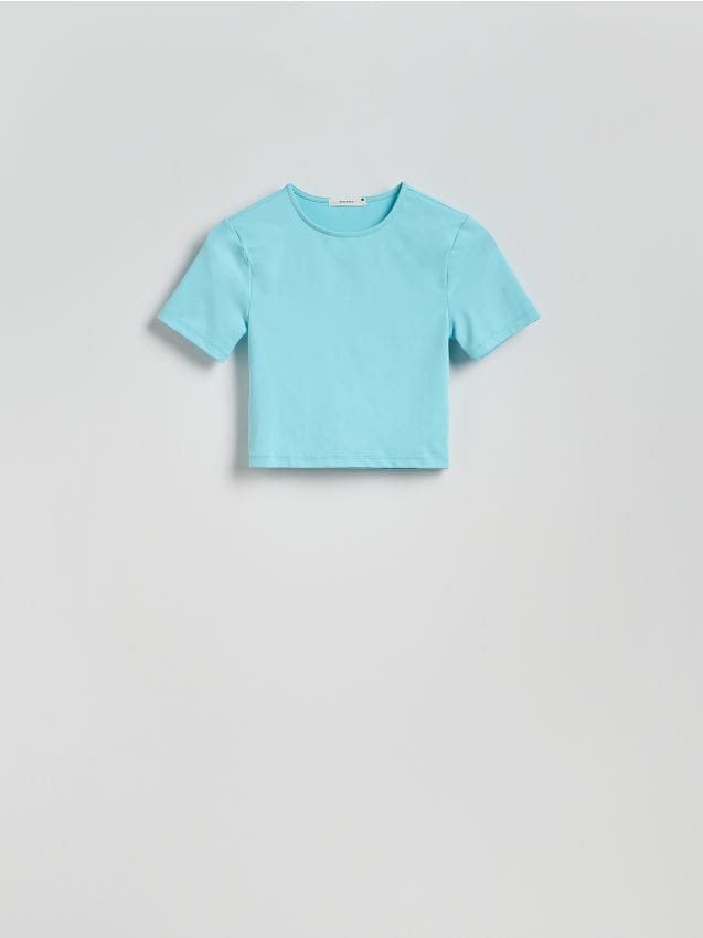 Reserved - Gładki t-shirt - jasnoturkusowy
