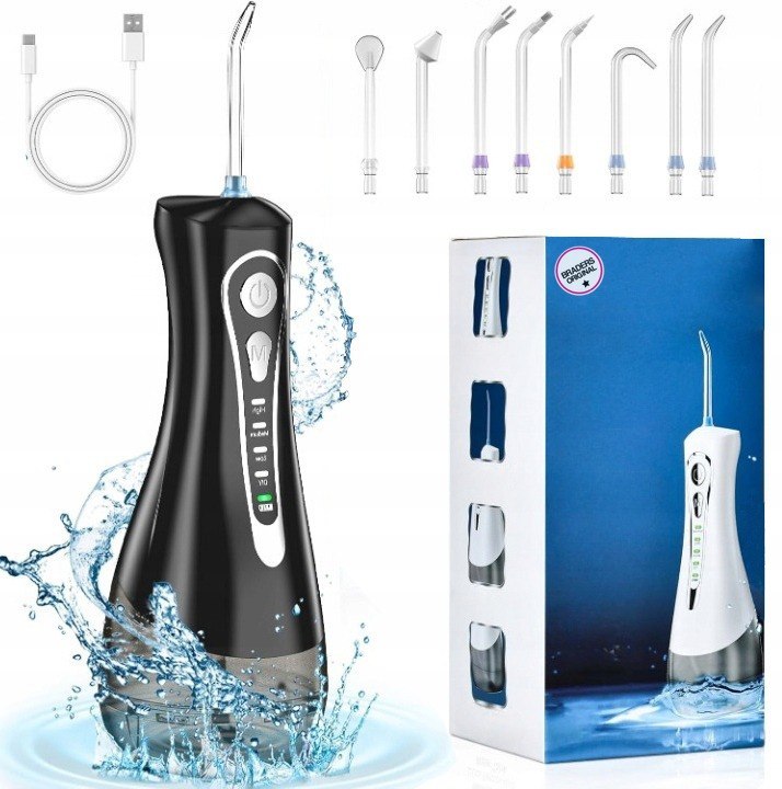 IRYGATOR DO ZĘBÓW BEZPRZEWODOWY DENTYSTYCZNY 4 TRYBY 320ML MOCNY 8 KOŃCÓWEK