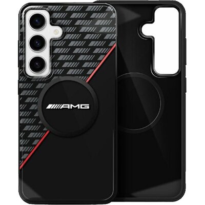 Etui AMG Double Layer Rhombs MagSafe do Samsung Galaxy S25 Czarno-czerwony