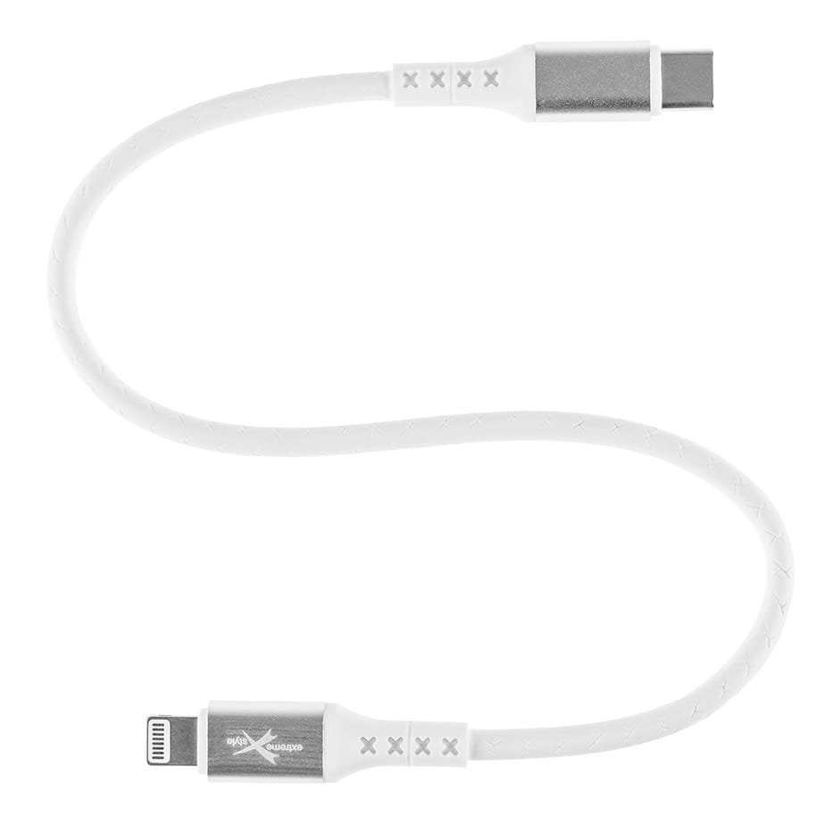 Wzmocniony kabel Ampere USB typ-C - iPhone Lightning - eXtremestyle® - 0.3 m - biały