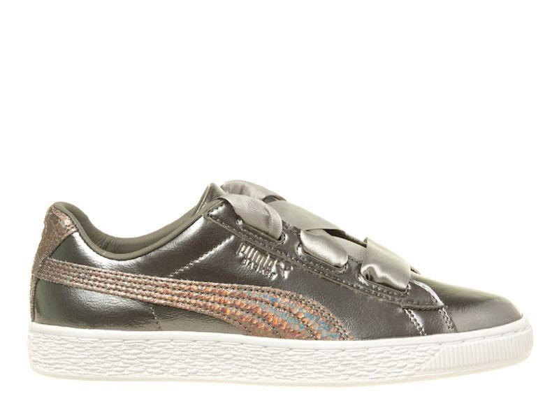 Buty dziecięce Puma 36599301 BASKET HEART LUNAR LUX JR Srebrne
