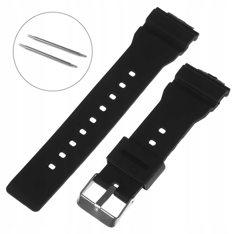 Pasek silikonowy do zegarka Casio GA-200-1A / GA-201-1A - czarny - 16mm