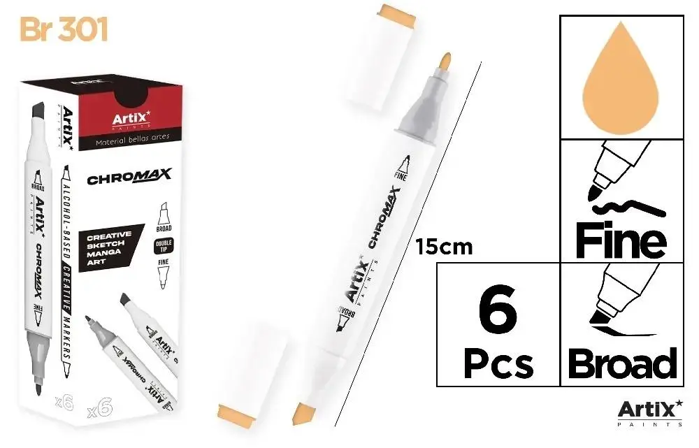 Marker Chromax z 2 końcówk. BR 301 (6szt) - Artix