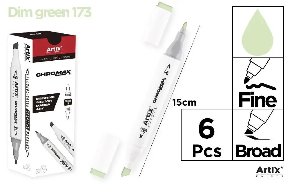Marker Chromax z 2 końcówk. dim green 173 (6szt) - Artix