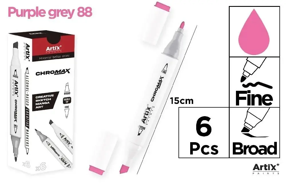 Marker Chromax z 2 końcówk. purple grey 88 (6szt) - Artix