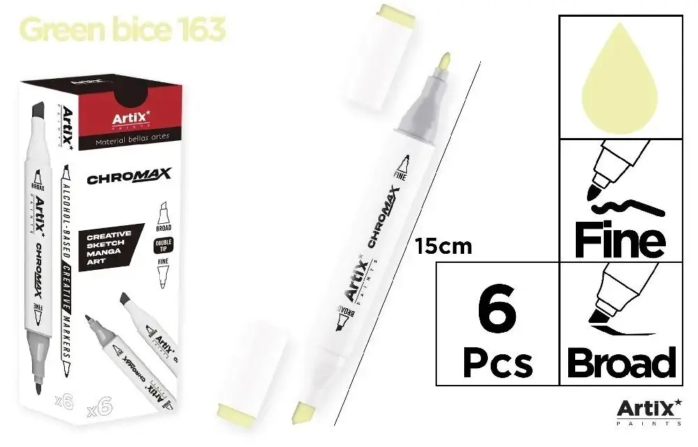 Marker Chromax z 2 końcówk. green bice 163 (6szt) - Artix