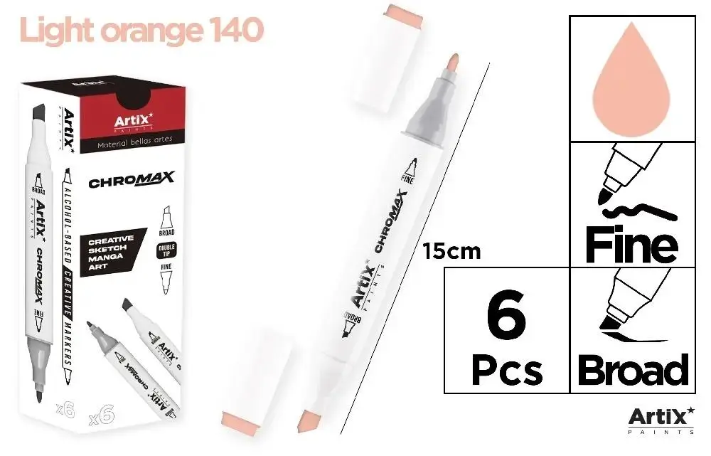 Marker Chromax z 2 końcówk light orange 140 (6szt) - Artix