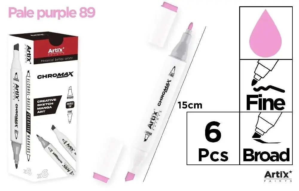Marker Chromax z 2 końcówk. pale purple 89 (6szt) - Artix