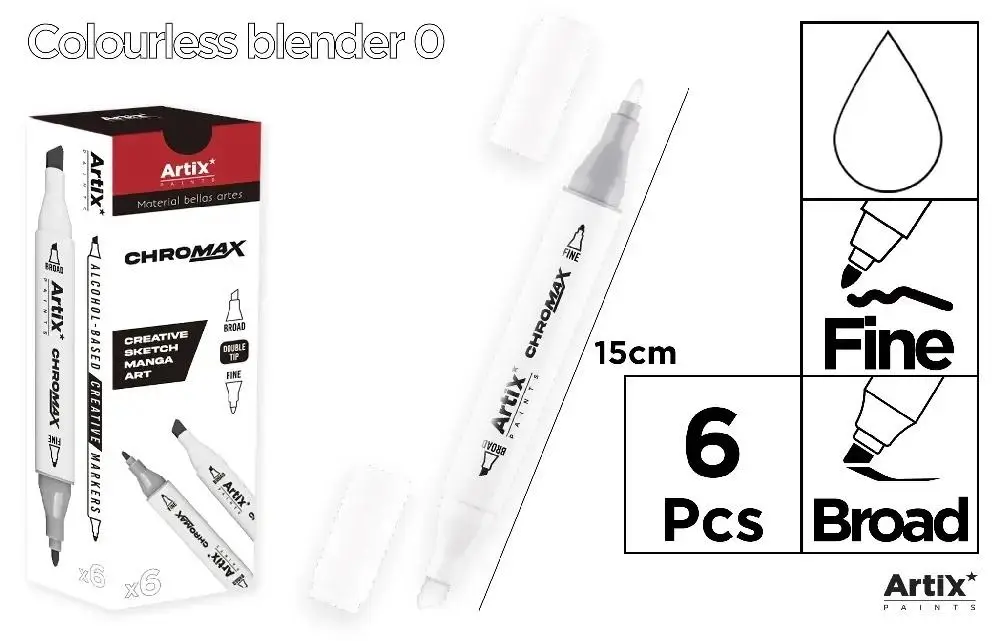 Marker Chromax z 2 końcówk. colourless 0 (6szt) - Artix