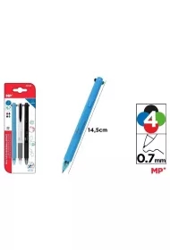 Długopis automatyczny 4 kolorowy 0,7MM 3 szt / cena za op