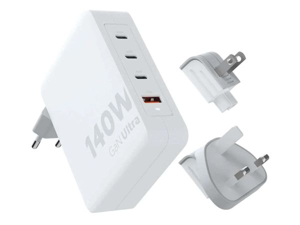 XTORM Ładowarka turystyczna 140W GaN +kabel USB-C PD biała