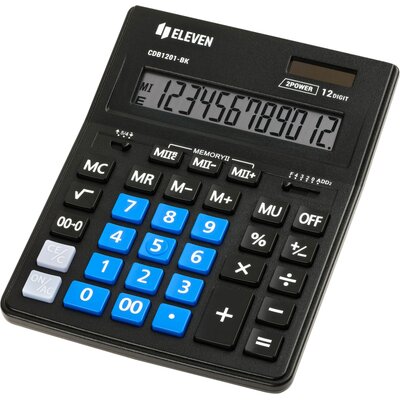 Kalkulator ELEVEN CDB1201BK-BL Zasilanie bateryjno-słoneczne, 4 pamięci