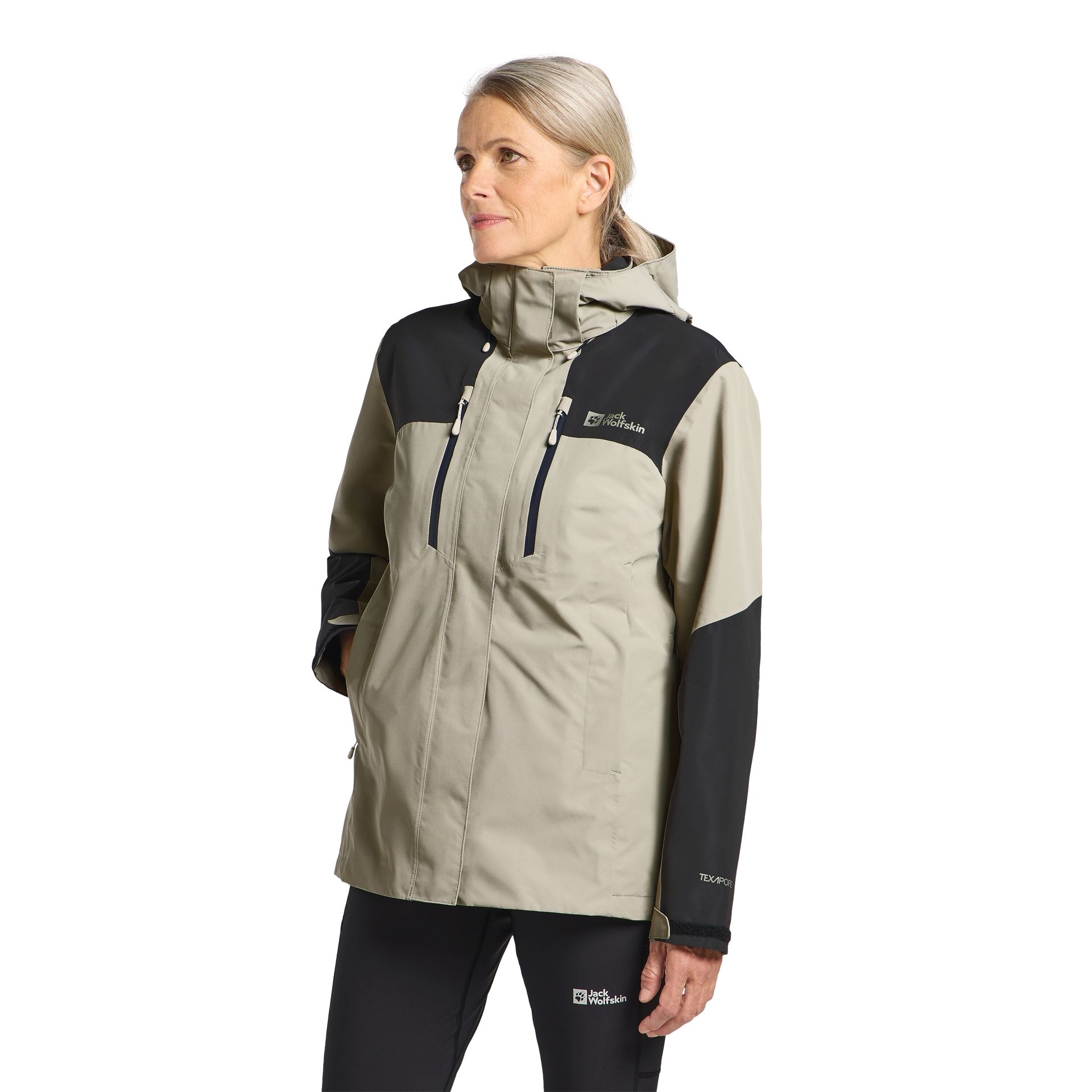 Damska kurtka przeciwdeszczowa Jack Wolfskin JASPER 2L JKT W stone - XS