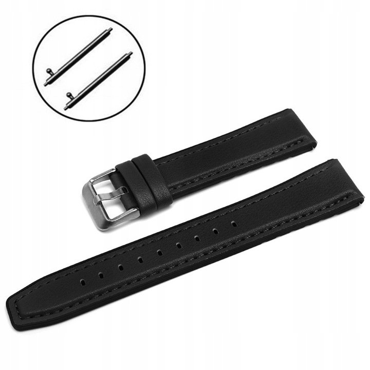 PASEK DO ZEGARKA 20MM - SKÓRZANO/SILIKONOWY - CZARNY - UNIWERSALNY