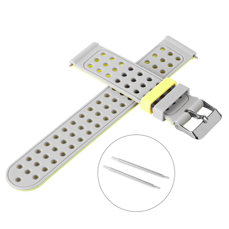 Pasek silikonowy do smartwatch - szaro-żółty - 22 mm