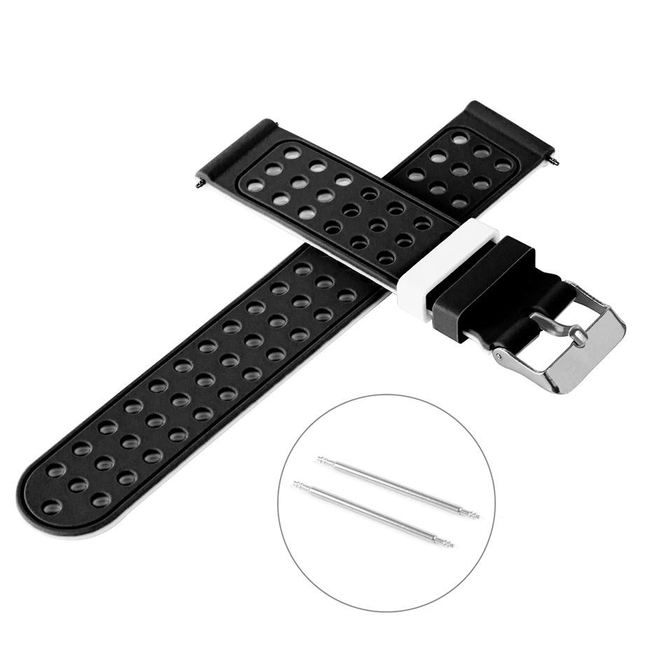 Pasek silikonowy do smartwatch - czarno-biały - 22 mm