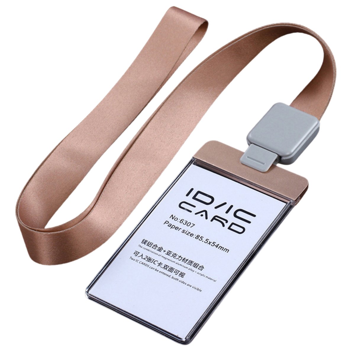 Elegancki holder - Identyfikator na smyczy Premium ROSE GOLD / Dezhi