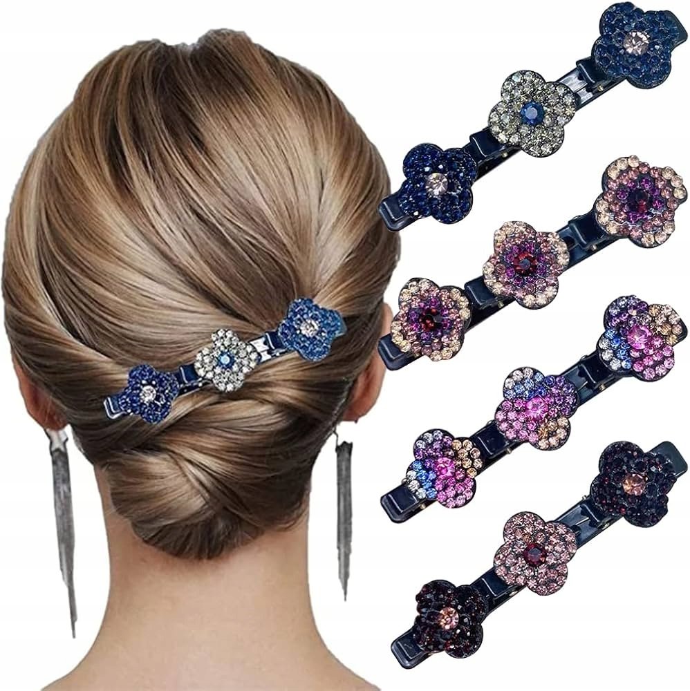 Kolibri spinka do włosów z kryształowym kwiatem satynowa opaska do włosów