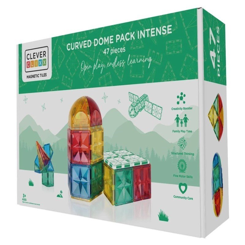 Cleverclixx - Klocki magnetyczne CurvedDome Pack Intense - 47 el.