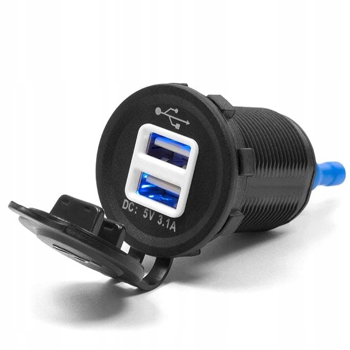 GNIAZDO ŁADOWANIA - 2 X USB - DO MOTOCYKLA - 3.1A