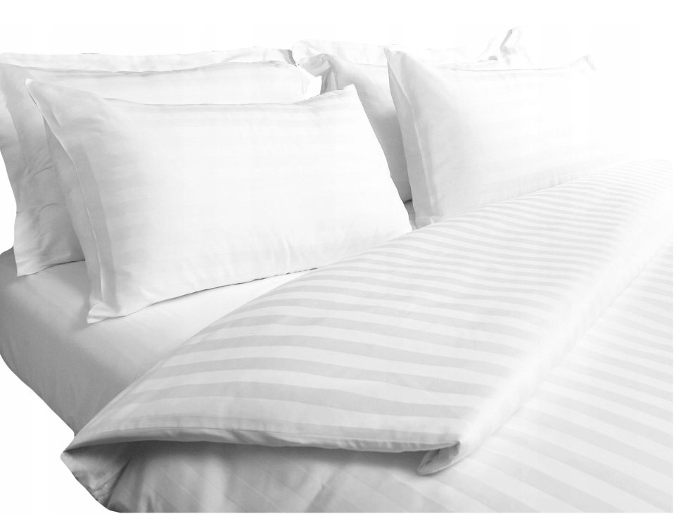 Pościel HOTELOWA adamaszek 200x200cm 50x60- 2 szt zamek PASY 2 CENTYMETRY